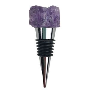 Amethyst stone wine topper crystal quartz silver wine stopper rough cut gift